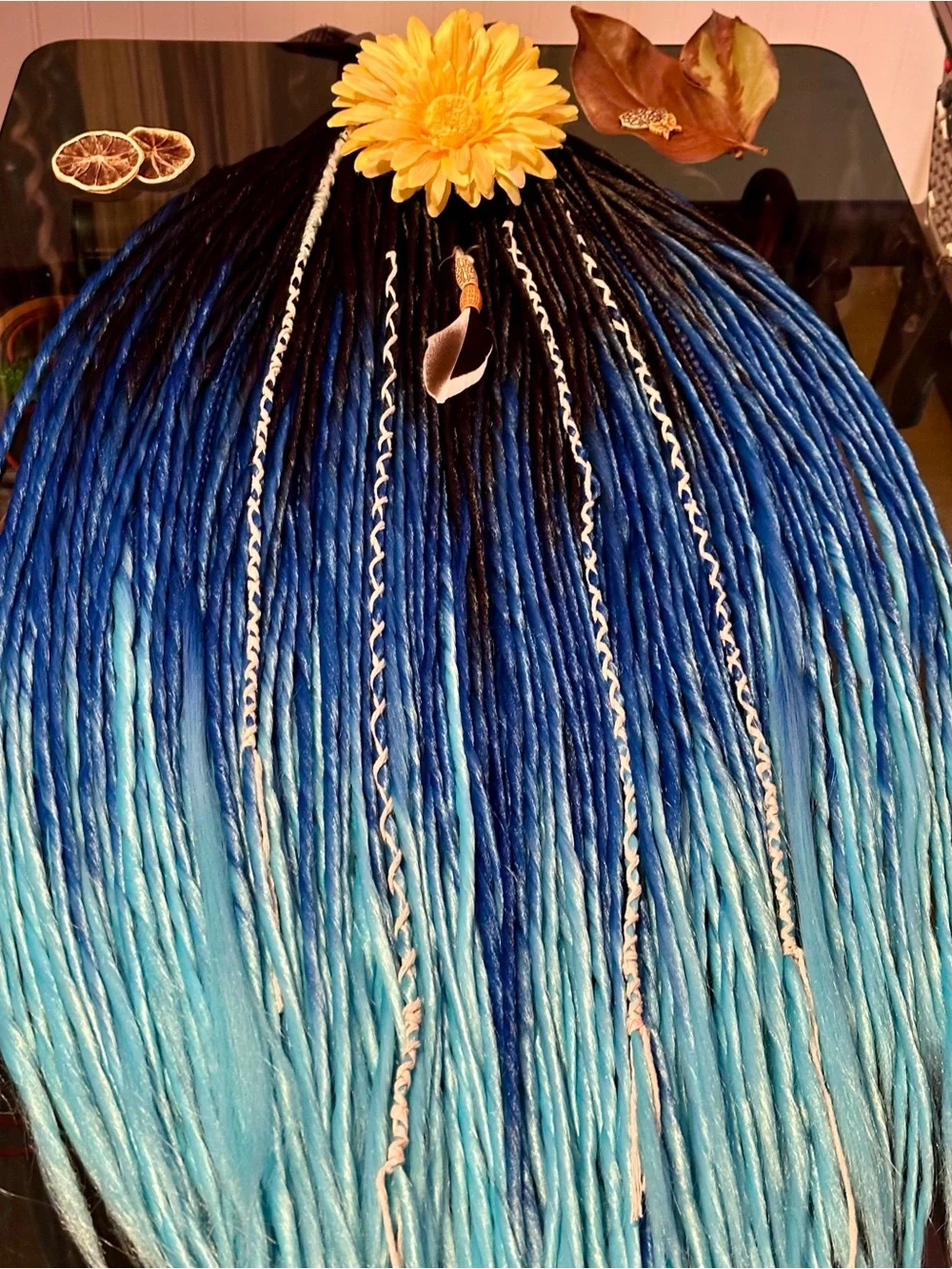 Blue Ombre Synthetic Dreadlock Extensions with Full New 60 DE Dreadlocks